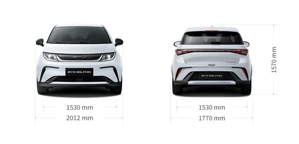 Dimensions Face et Arrière BYD Dolphin